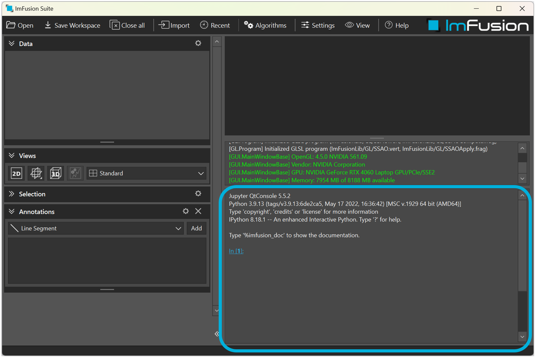 Python console in the ImFusion Suite