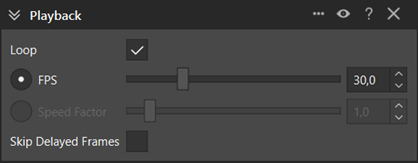 Playback controller with no timestamps — Speed Factor grayed out, only FPS active.